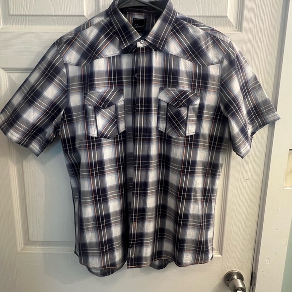 7 Diamonds Navy and White Plaid Button Down Shirt Size XXL - Picture 1 of 7